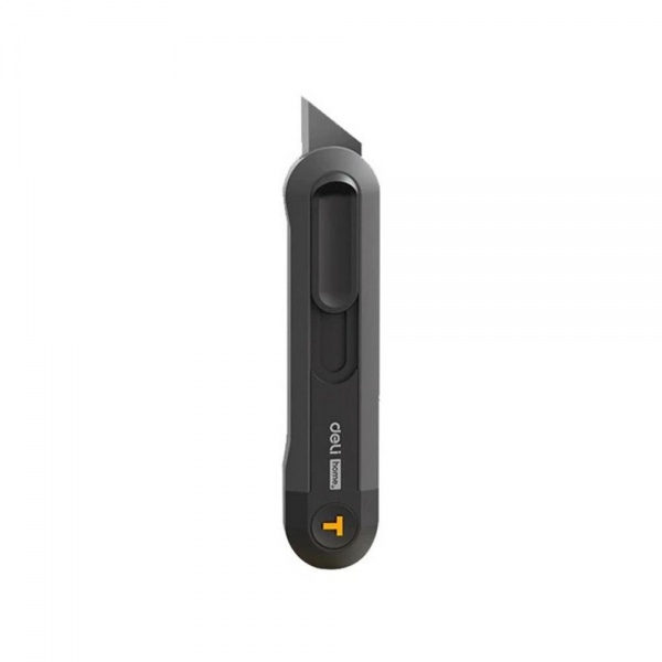 Технический нож "Home Series Black" Deli HT4008 Т-образное лезвие с механизмом автоматического возврата, эксклюзивный дизайн, корпус из высококачественного софттач пластика