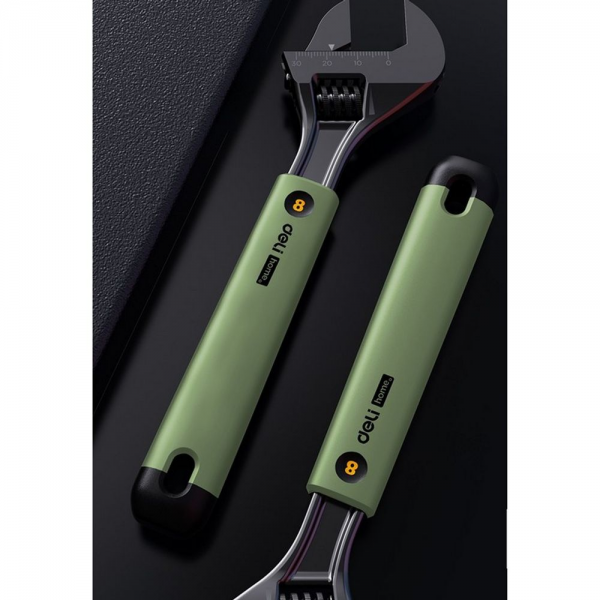 Разводной ключ «Home Series Green" Deli HT1508L 200мм, эксклюзивный дизайн, рукоятка - высококачественный софттач пластик
