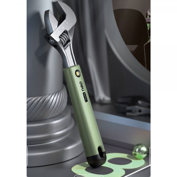 Разводной ключ «Home Series Green" Deli HT1508L 200мм, эксклюзивный дизайн, рукоятка - высококачественный софттач пластик