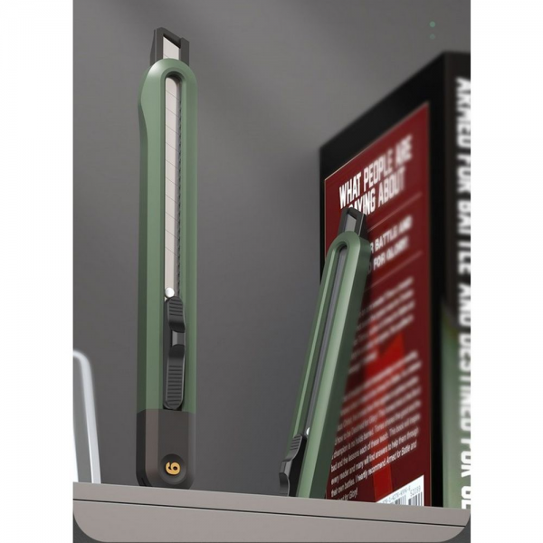Набор технических ножей "Home Series Green" Deli HT4003L (ножи 9мм+18мм+Т-образный), эксклюзивный дизайн, корпус из высококачественного софттач пластика