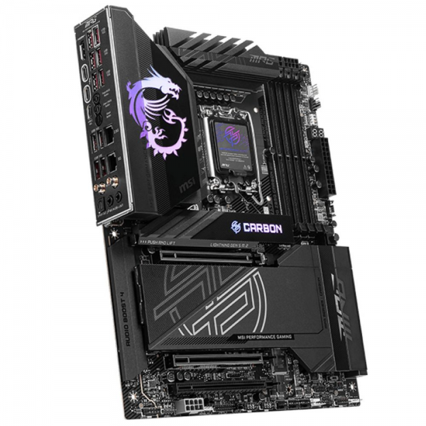 Материнская плата MSI MPG Z890 CARBON WIFI Z890, LGA1851, 4*DDR5, 3*PCIEx16, 5*M.2, 2*TypeC, 10*USB3.2Gen2, 4*USB3.2Gen1, 4*USB2.0, 4*SATA3.0, 5G, 2.5G, 2*Type-C(DP), HDMI, ATX, RTL