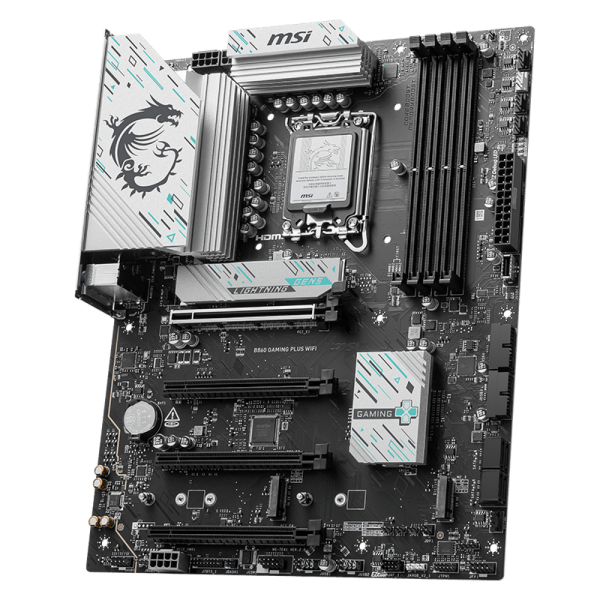 Материнская плата MSI B860 GAMING PLUS WIFI B860, LGA1851, 4*DDR5, 4*PCIEx16, 3*M.2, 1*TypeC, 2*USB3.2Gen2, 6*USB3.2Gen1, 8*USB2.0, 4*SATA3.0, 5G, Type-C(DP), DP, HDMI, ATX, RTL