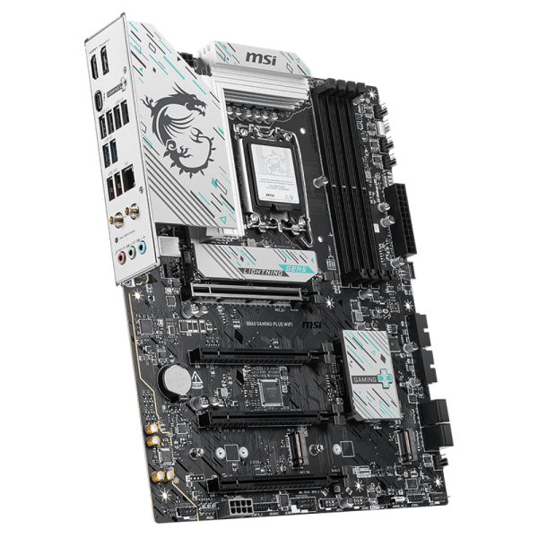 Материнская плата MSI B860 GAMING PLUS WIFI B860, LGA1851, 4*DDR5, 4*PCIEx16, 3*M.2, 1*TypeC, 2*USB3.2Gen2, 6*USB3.2Gen1, 8*USB2.0, 4*SATA3.0, 5G, Type-C(DP), DP, HDMI, ATX, RTL