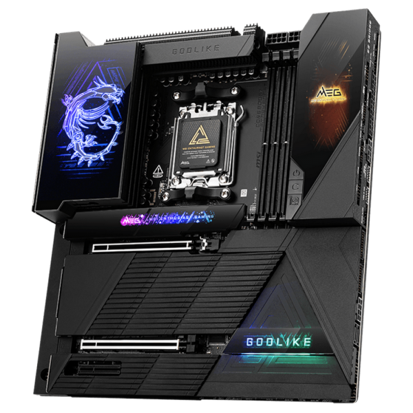 Материнская плата MSI MEG X870E GODLIKE X870E, AM5, 4*DDR5, 2*PCIEx16, 1*PCIEx4, 7*M.2, 7*TypeC, 8*USB3.2Gen2, 4*USB3.2Gen1, 4*USB2.0, 4*SATA3.0, 10G, 5G, 2*Type-C(DP), E-ATX, RTL