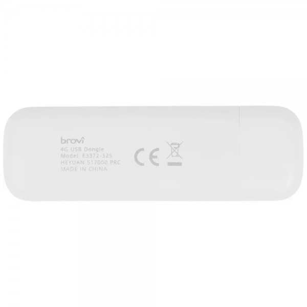 LTE-модем Huawei E3372-325 Brovi 4G USB Dongle, 3G /4G LTE cat.4 до195Мбит/с, 2*TS-5 внеш. ант., miniSIM-слот, USB, белый (51071UYB)