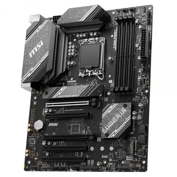 Материнская плата MSI BadPack B760 GAMING PLUS WIFI B760, LGA1700, 4*DDR5, 5*PCIEx16, 2*M.2, 2*TypeC, 2*USB3.2Gen2, 2*USB3.2Gen1, 8*USB2.0, 4*SATA3.0, 2.5G, DP, HDMI, ATX, RTL bp