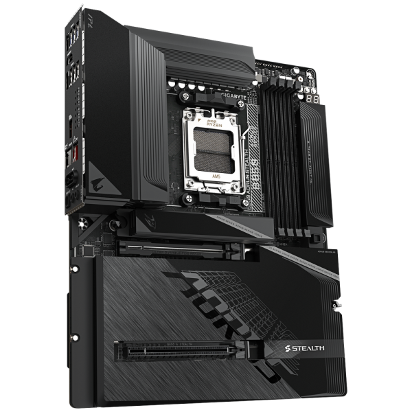 Материнская плата AORUS B850 AORUS STEALTH B850, AM5, 4*DDR5, 2*PCIEx16, 4*M.2, 2*TypeC, 2*USB3.2Gen2, 6*USB3.2Gen1, 8*USB2.0, 2*SATA3.0, 5G, HDMI, ATX, RTL