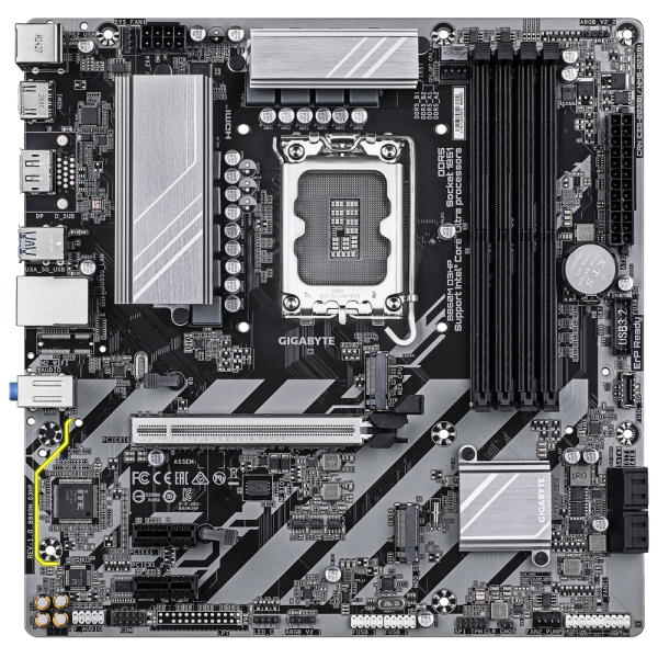 Материнская плата Gigabyte Bad Pack B860M D3HP, Socket 1851, Intel®B860, 4xDDR5-6400, HDMI+DP, 1xPCI-Ex16, 2xPCI-Ex1, 4xSATA3(RAID 0/1/5/10), 2xM.2, 8Ch Audio, GLan, (2+4)xUSB2.0, (3+2)xUSB3.2, (0+1)xUSB Type-C™, 1xPS/2, mATX, RTL bp