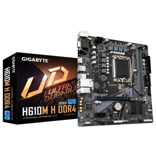 Материнская плата Gigabyte H610M H DDR4, Socket 1700, Intel®H610, 2xDDR4-3200, D-SUB+HDMI, 1xPCI-Ex16, 1xPCI-Ex1, 4xSATA3, 1xM.2, 8Ch Audio, GLan, (4+4)xUSB2.0, (2+2)xUSB3.2, 2xPS/2, mATX, OEM {10} (830465)