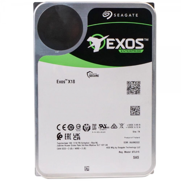 Жесткий диск серверный Seagate Exos X18 ST12000NM004J 12TB 3.5" SAS 12Gb/s, 7200rpm, 256MB, 512e/4Kn, Bulk (020398)