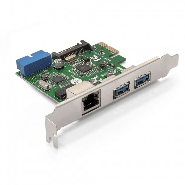Контроллер Exegate EX290278RUS Контроллер сетевой ExeGate EXE-362 (PCI-E x1 v2.0, 2*USB3.0 ext. + 1*USB3.0 int. + LAN UTP 1000Mbps, разъем доп.питания, Chipset VL805 + RTL8153B)