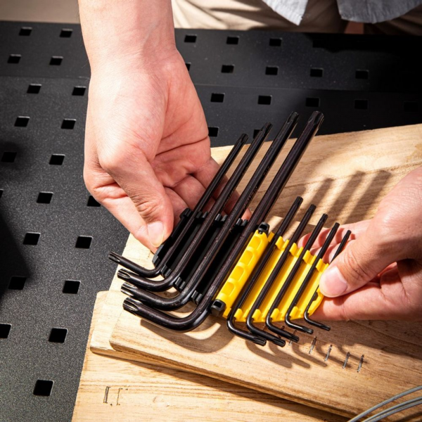 Набор шестигранных ключей «TORX" удлиненных Deli DL234209H 9 шт размеры T10,T15,T20,T25,T27,T30,T40,T45,T50, пластиковый держатель