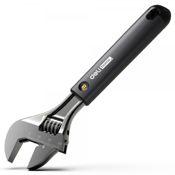 Разводной ключ «Home Series Black" Deli HT1508 200мм, эксклюзивный дизайн, рукоятка из высококачественного софттач пластика