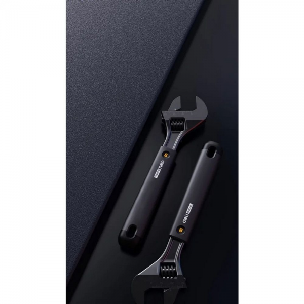 Разводной ключ «Home Series Black" Deli HT1508 200мм, эксклюзивный дизайн, рукоятка из высококачественного софттач пластика