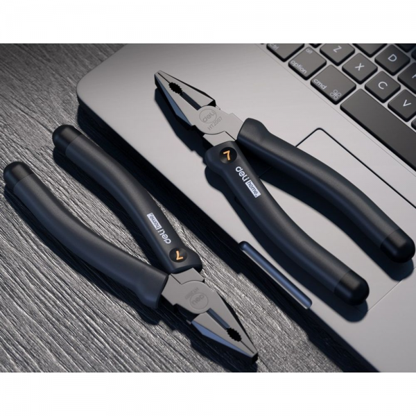 Пассатижи Deli Home Series Black HT2007 180мм, эксклюзивный дизайн, рукоятка из высококачественного софттач пластика