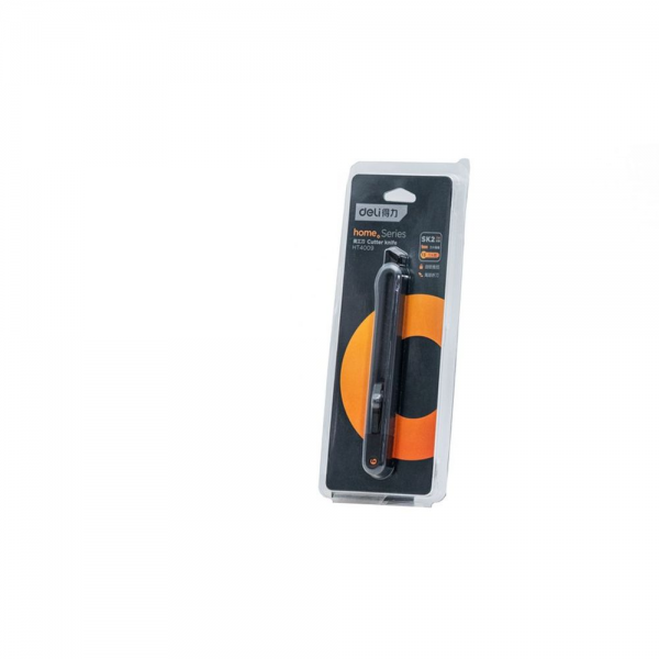 Технический нож "Home Series Black" Deli HT4009 ширина лезвия 9мм, эксклюзивный дизайн, корпус из высококачественного софттач пластика