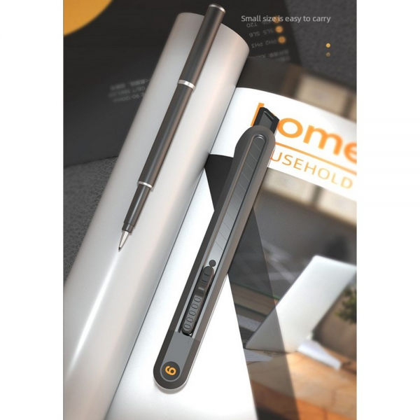 Технический нож "Home Series Black" Deli HT4009 ширина лезвия 9мм, эксклюзивный дизайн, корпус из высококачественного софттач пластика