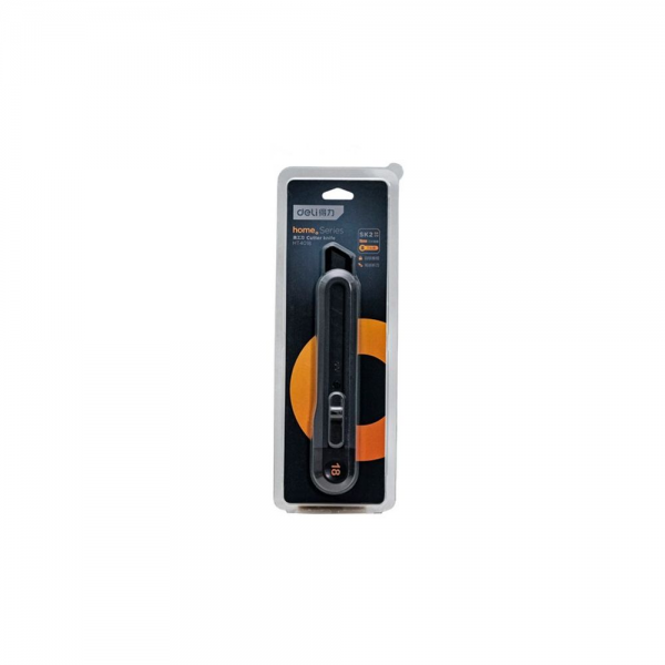 Технический нож "Home Series Black" Deli HT4018 ширина лезвия 18мм, эксклюзивный дизайн, корпус из высококачественного софттач пластика
