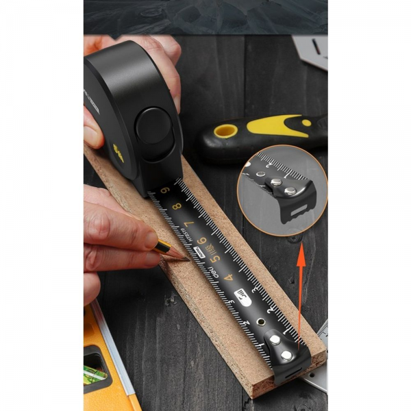 Рулетка Home Series Black HT8519 5м х 19мм, эксклюзивный дизайн, корпус - высококачественный софттач пластик