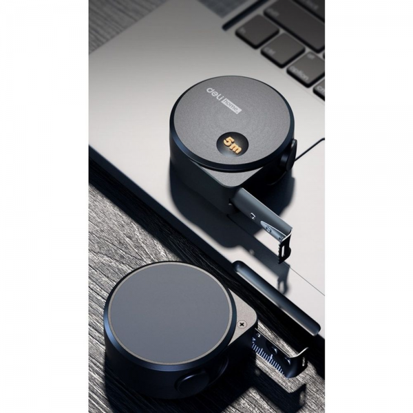 Рулетка Home Series Black HT8519 5м х 19мм, эксклюзивный дизайн, корпус - высококачественный софттач пластик