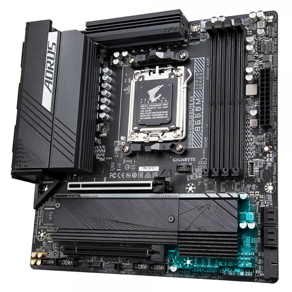 Материнская плата Gigabyte B650M AORUS ELITE AX, Socket AM5, AMD B650, 4xDDR5-5200, HDMI+DP, 2xPCI-Ex16, 4xSATA3(RAID 0/1/10), 2xM.2, 8 Ch Audio, 2.5GLan, WiFi, (4+4)xUSB2.0, (7+2)xUSB3.2, (1+1)xUSB3.2 Type-C™, mATX, RTL {} (849399)