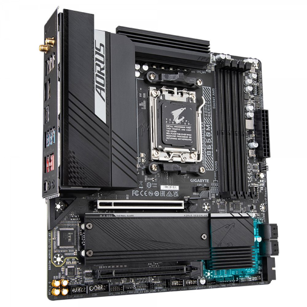 Материнская плата Gigabyte B650M AORUS ELITE AX, Socket AM5, AMD B650, 4xDDR5-5200, HDMI+DP, 2xPCI-Ex16, 4xSATA3(RAID 0/1/10), 2xM.2, 8 Ch Audio, 2.5GLan, WiFi, (4+4)xUSB2.0, (7+2)xUSB3.2, (1+1)xUSB3.2 Type-C™, mATX, RTL {} (849399)