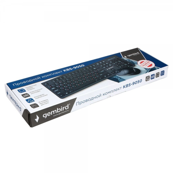 Комплект кл-ра+мышь пров. Gembird KBS-9050 черн.,104кл, 3кн., каб.1.5м (KBS-9050) (270906) {20}