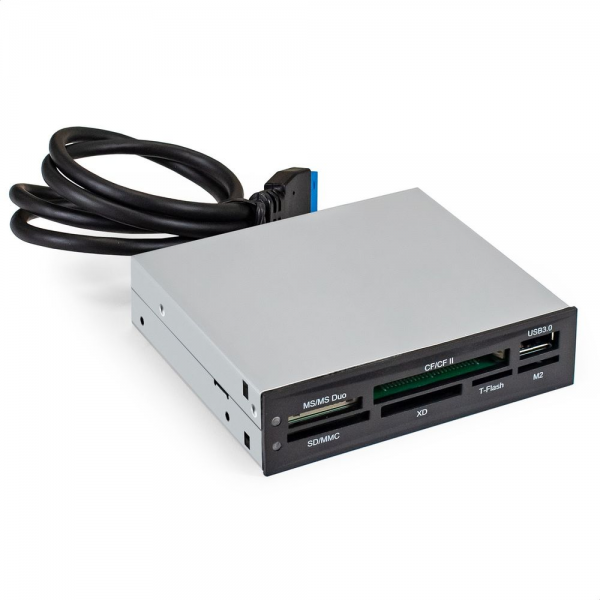 Картридер Exegate «Картридер USB3.0 ExeGate <CR-611U3> (внутренний, 3.5», мультиформатный:» SD/SDHC/SDXC/MMC/microSD/T-Flash/CF/MS/MS micro/XD, 1 доп.порт USB3.0, черный, металл) (133273)