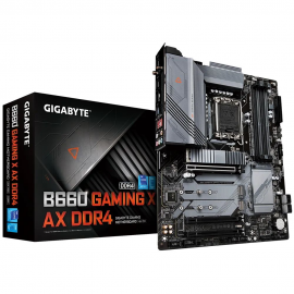 Материнская плата Gigabyte B660 GAMING X AX DDR4, Socket 1700, Intel®B660, 4xDDR4-3200, HDMI+DP, 3xPCI-Ex16, 4xSATA3(RAID 0/1/5/10), 3xM.2, 8Ch Audio, 2,5GbLan, WiFi, (4+4)xUSB2.0, (4+2)xUSB3.2, (0+1)xUSB3.2 Type-C™, ATX, RTL {}