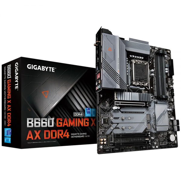 Материнская плата Gigabyte B660 GAMING X AX DDR4, Socket 1700, Intel®B660, 4xDDR4-3200, HDMI+DP, 3xPCI-Ex16, 4xSATA3(RAID 0/1/5/10), 3xM.2, 8Ch Audio, 2,5GbLan, WiFi, (4+4)xUSB2.0, (4+2)xUSB3.2, (0+1)xUSB3.2 Type-C™, ATX, RTL {}