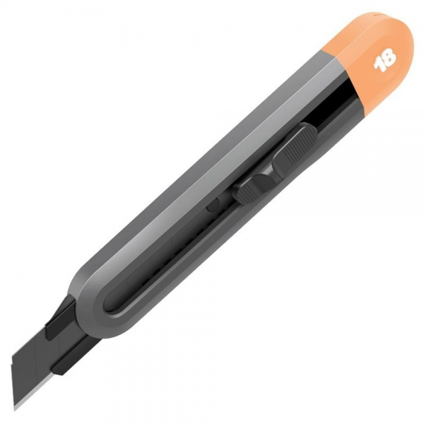 Технический нож "Home Series Gray" Deli HT4018C ширина лезвия 18мм, эксклюзивный дизайн, корпус из высококачественного софттач пластика