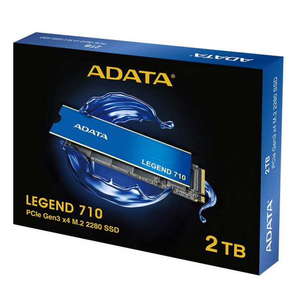 Твердотельный накопитель SSD ADATA LEGEND 710 2TB M.2 2280 ALEG-710-2TCS Client PCIe Gen3x4 with NVMe, 2400/1800, IOPS 200/150K, MTBF 1.5M, 3D NAND, 520TBW, 0,24DWPD, Heat Sink, RTL
