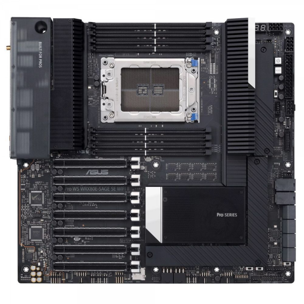 Материнская плата ASUS PRO WS WRX80E-SAGE SE WIFI II SWRX8 EATX 8xDDR4 7xPCIEx16 3xM.2 2xUSB-C 2x10GLAN Wi-Fi 6E