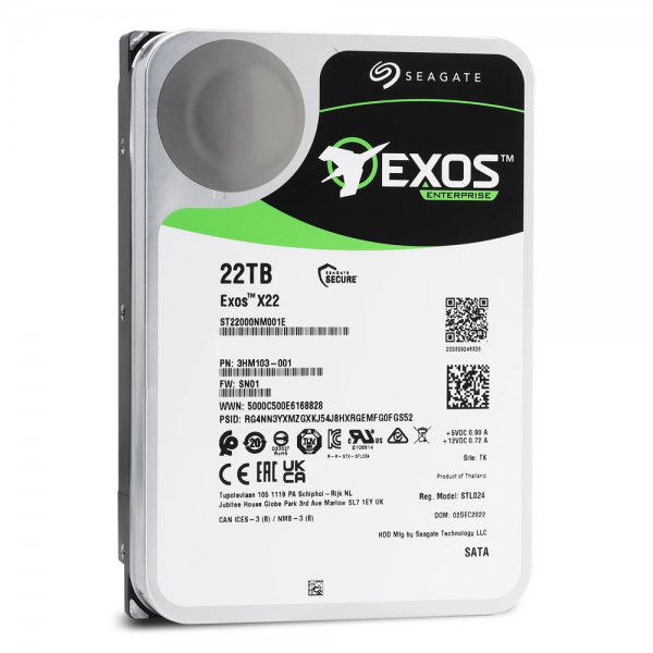 Жесткий диск серверный Seagate Exos X22 ST22000NM001E 22TB 3.5" SATA 6Gb/s, 7200rpm, 512MB, 512e, Bulk
