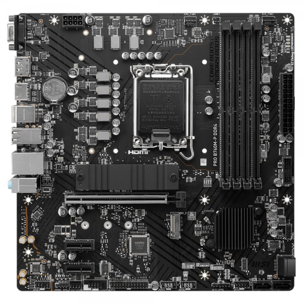 Материнская плата MSI PRO B760M-P DDR4 B760, LGA1700, 4*DDR4, 1*PCIEx16, 2*PCIEx1, 2*M.2, 1*TypeC, , 3*USB3.2Gen1, 8*USB2.0, 4*SATA3.0, 1G, VGA, DP, HDMI, M-ATX, RTL