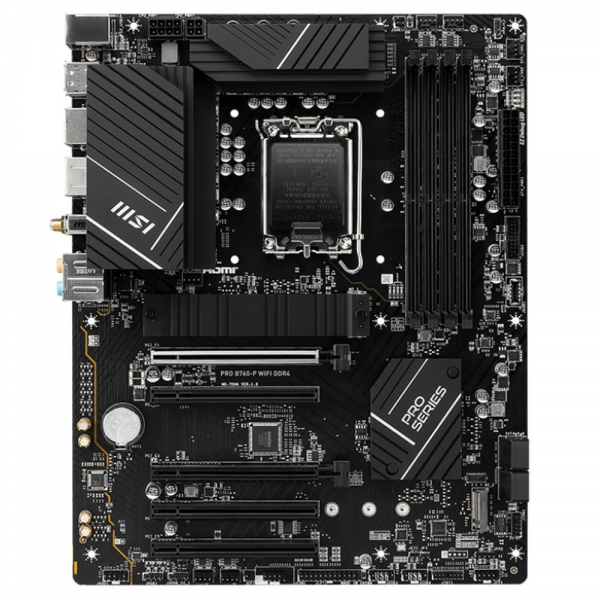 Материнская плата MSI PRO B760-P WIFI DDR4 B760, LGA1700, 4*DDR4, 5*PCIEx16, 2*M.2, 2*TypeC, 2*USB3.2Gen2, 2*USB3.2Gen1, 8*USB2.0, 4*SATA3.0, 2.5G, DP, HDMI, ATX, RTL
