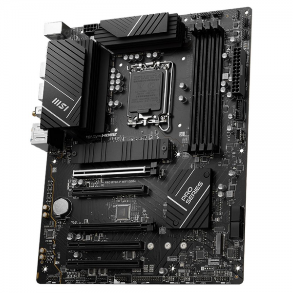 Материнская плата MSI PRO B760-P WIFI DDR4 B760, LGA1700, 4*DDR4, 5*PCIEx16, 2*M.2, 2*TypeC, 2*USB3.2Gen2, 2*USB3.2Gen1, 8*USB2.0, 4*SATA3.0, 2.5G, DP, HDMI, ATX, RTL