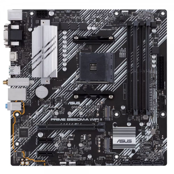 Материнская плата ASUS PRIME B550M-A WIFI II AM4 mATX 4xDDR4 PCIEx16 2xPCIEx1 2xM.2 HDMI DVI-D VGA GLAN Wi-Fi 6 (90MB19X0-M0EAY0)