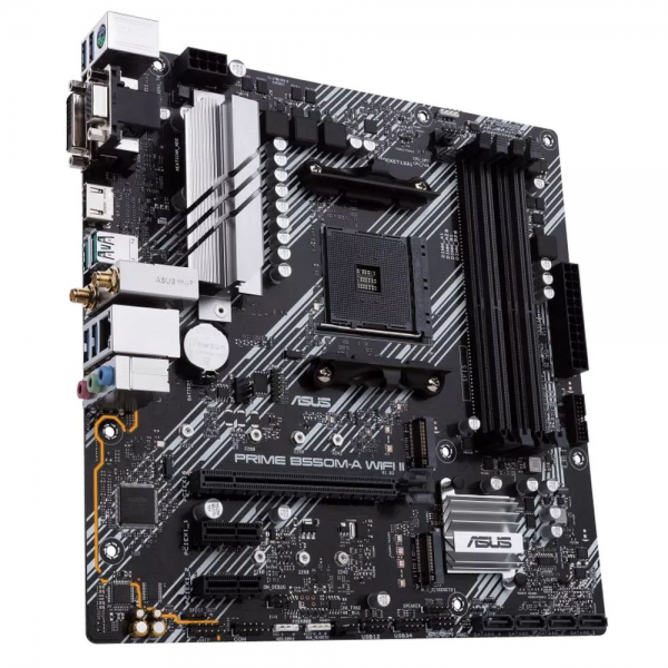 Материнская плата ASUS PRIME B550M-A WIFI II AM4 mATX 4xDDR4 PCIEx16 2xPCIEx1 2xM.2 HDMI DVI-D VGA GLAN Wi-Fi 6 (90MB19X0-M0EAY0)