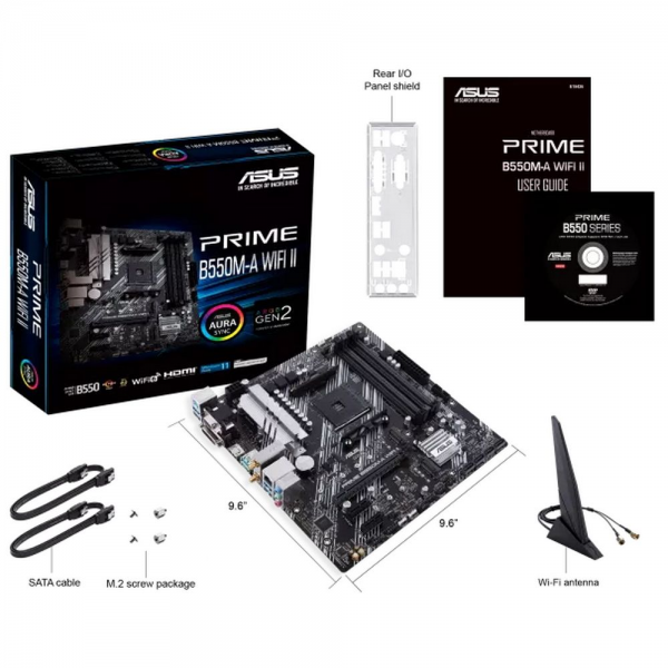 Материнская плата ASUS PRIME B550M-A WIFI II AM4 mATX 4xDDR4 PCIEx16 2xPCIEx1 2xM.2 HDMI DVI-D VGA GLAN Wi-Fi 6 (90MB19X0-M0EAY0)