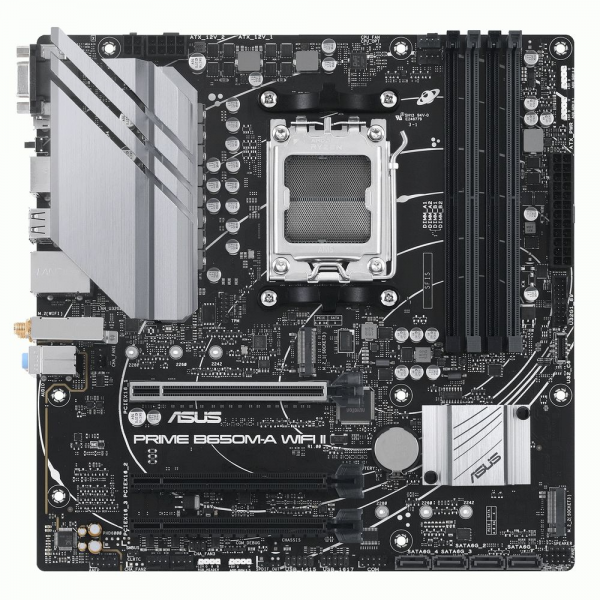 Материнская плата ASUS PRIME B650M-A WIFI II AM5 mATX 4xDDR5 3xPCIEx16 2xM.2 DP HDMI VGA 2.5GLAN Wi-Fi 6 (90MB1EG0-M0EAY0)