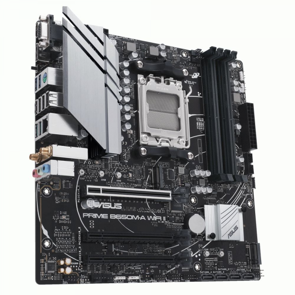 Материнская плата ASUS PRIME B650M-A WIFI II AM5 mATX 4xDDR5 3xPCIEx16 2xM.2 DP HDMI VGA 2.5GLAN Wi-Fi 6 (90MB1EG0-M0EAY0)
