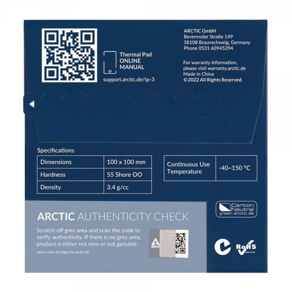 Термопрокладка Arctic Cooling Thermal pad 100x100mm, 0,5mm TP-3 (ACTPD00052A)