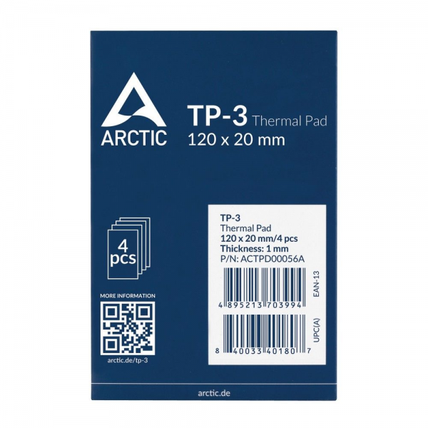 Термопрокладка Arctic Cooling Thermal pad 120x20mm, 1.0mm - 4 Pack TP-3 (ACTPD00056A)