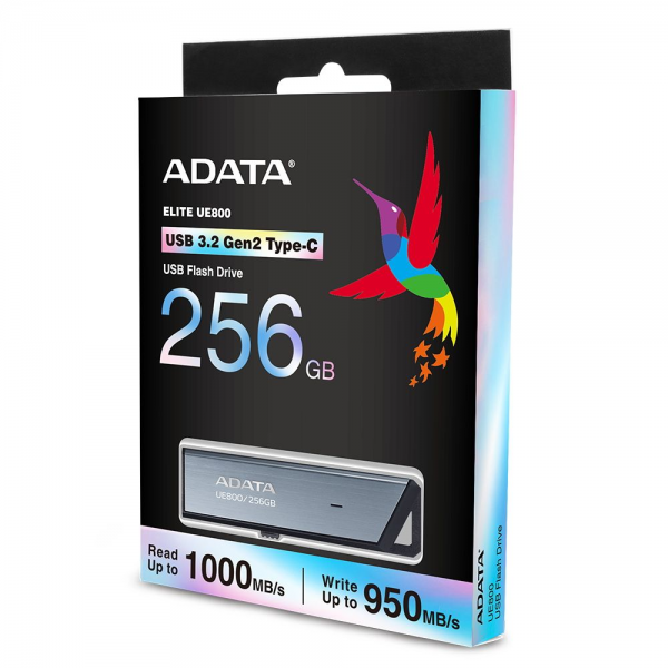 USB накопитель ADATA Elite UE800 AELI-UE800-256G-CSG USB 3.2 256GB Gen2, USB Type-C, Black, Retail