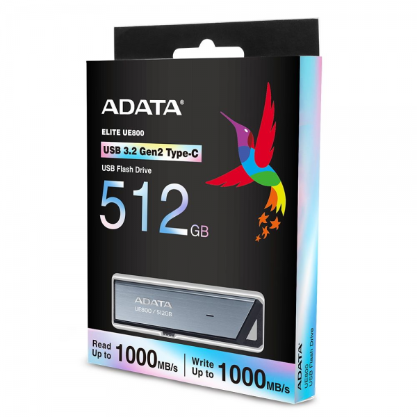 USB накопитель ADATA Elite UE800 AELI-UE800-512G-CSG 512GB OTG USB 3.2 Gen2, USB Type-C, Grey, Retail