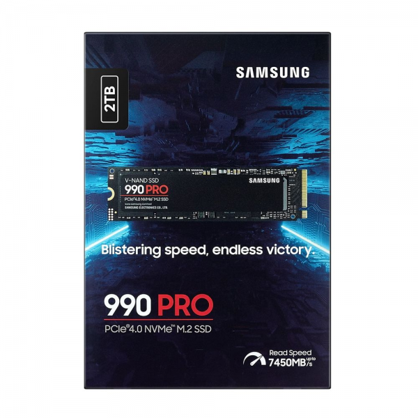 Твердотельный накопитель SSD Samsung 990 PRO Black M.2 2280 MZ-V9P2T0BW 2TB Client PCIe Gen4x4 with NVMe, 3D TLC, 7450/6900, IOPS 1400K/1550K