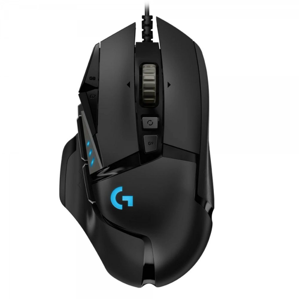 Мышь игровая Logitech G502 Hero16K черная, оптическая (Hero25K) , 100-25600dpi, 1мс, USB 2.1м, 11 кнопок (2 механика), RGB подсветка, утяжелители, под правую руку