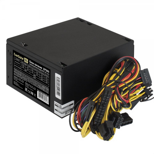 Блок питания 500W ExeGate XP500 (ATX, SC, 12cm fan, 24pin, (4+4)pin, PCI-E, 3xSATA, 2xIDE, black, кабель 220V с защитой от выдергивания)