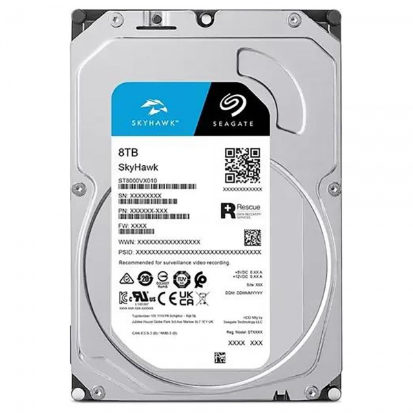 Жесткий диск Seagate SkyHawk Surveillance ST8000VX010 8TB 3.5" SATA 6Gb/s, 7200rpm, 256MB, 24x7, Bulk {20} (009805)